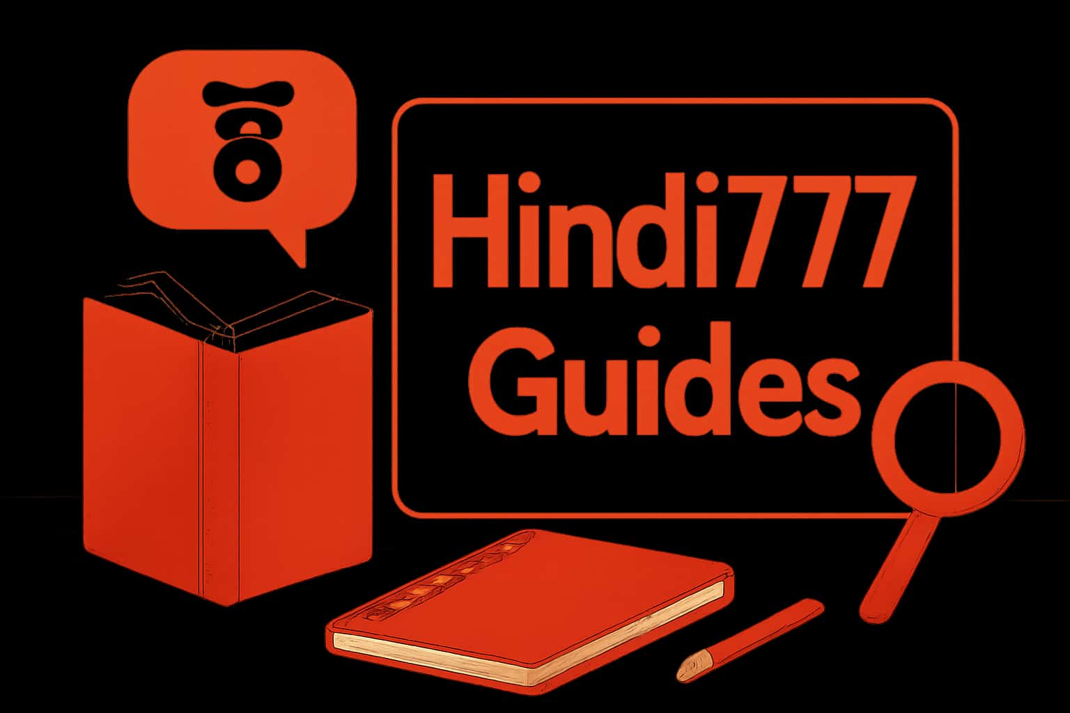 An informational graphic illustrating the Hindi777 Guides with the title prominently displayed.