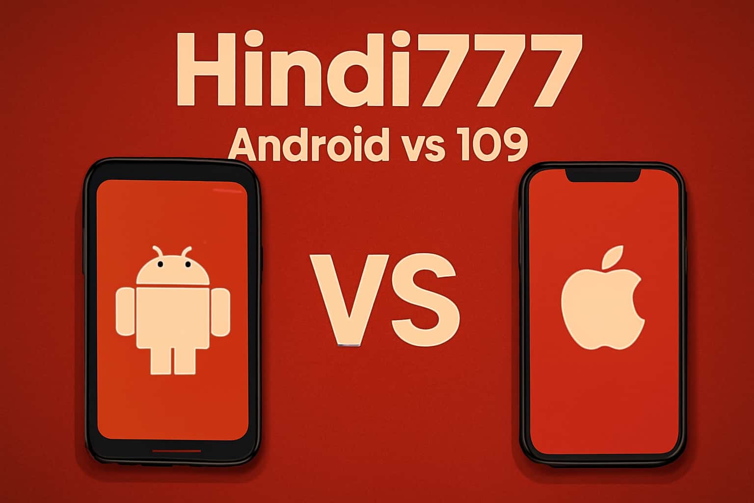 Informational scene about Hindi777 highlighting Android vs iOS.