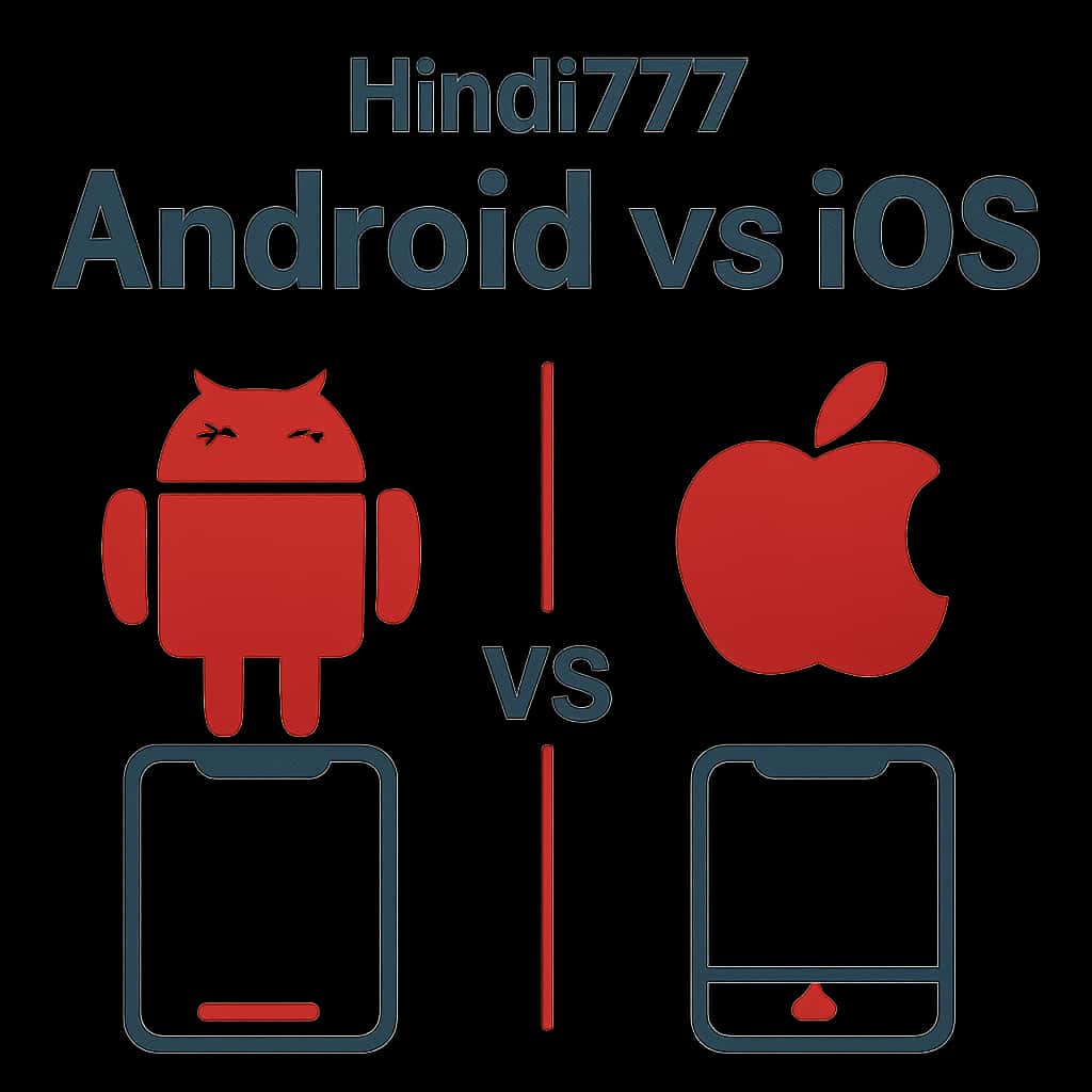 Diagram illustrating differences between Hindi777 on Android and iOS.