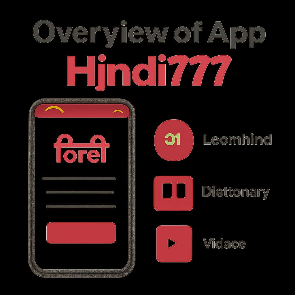 Diagram explaining Hindi777 app features.