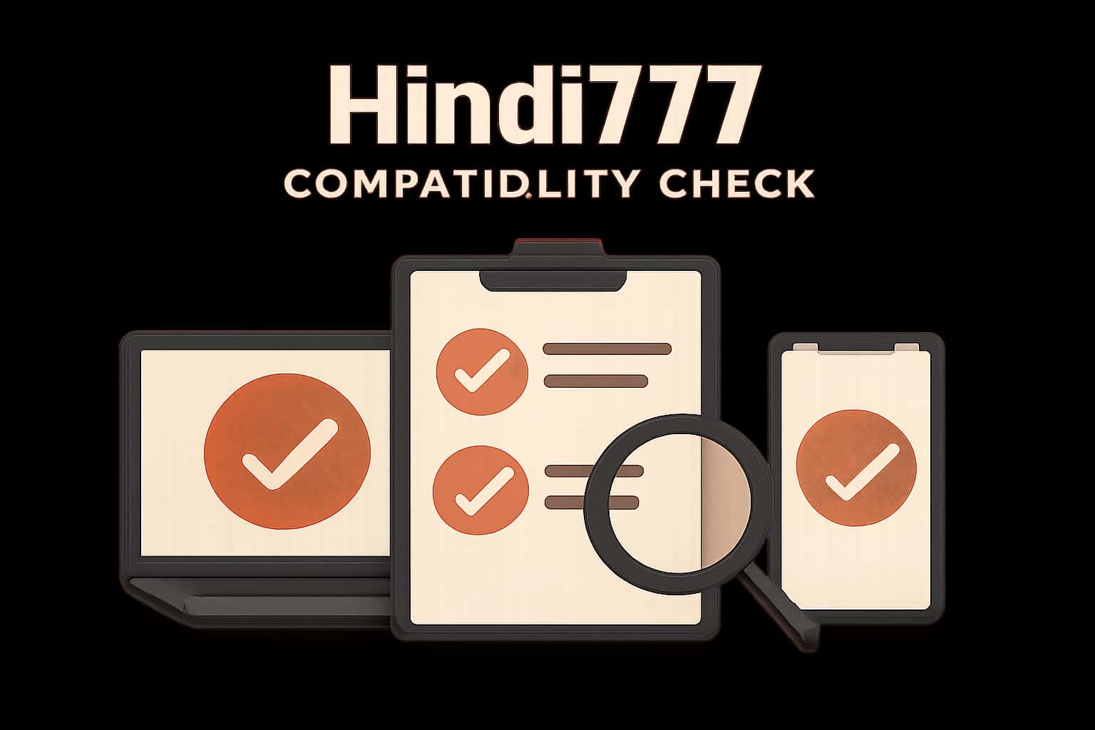 An illustrative scene showcasing the Hindi777 Compatibility Check with prominent text.