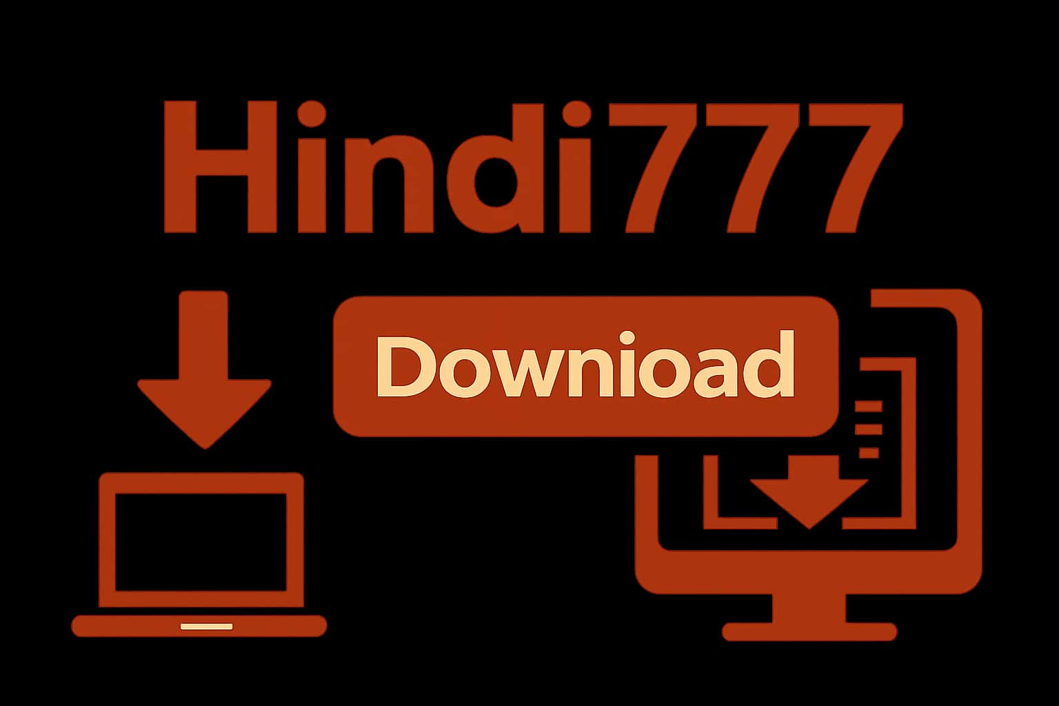 An informative scene illustrating the download process for the Hindi777 app, with the text 'Hindi777 Download' displayed prominently.