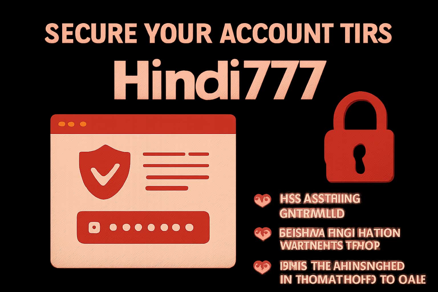 An informational graphic illustrating secure account tips for Hindi777 with prominent text.