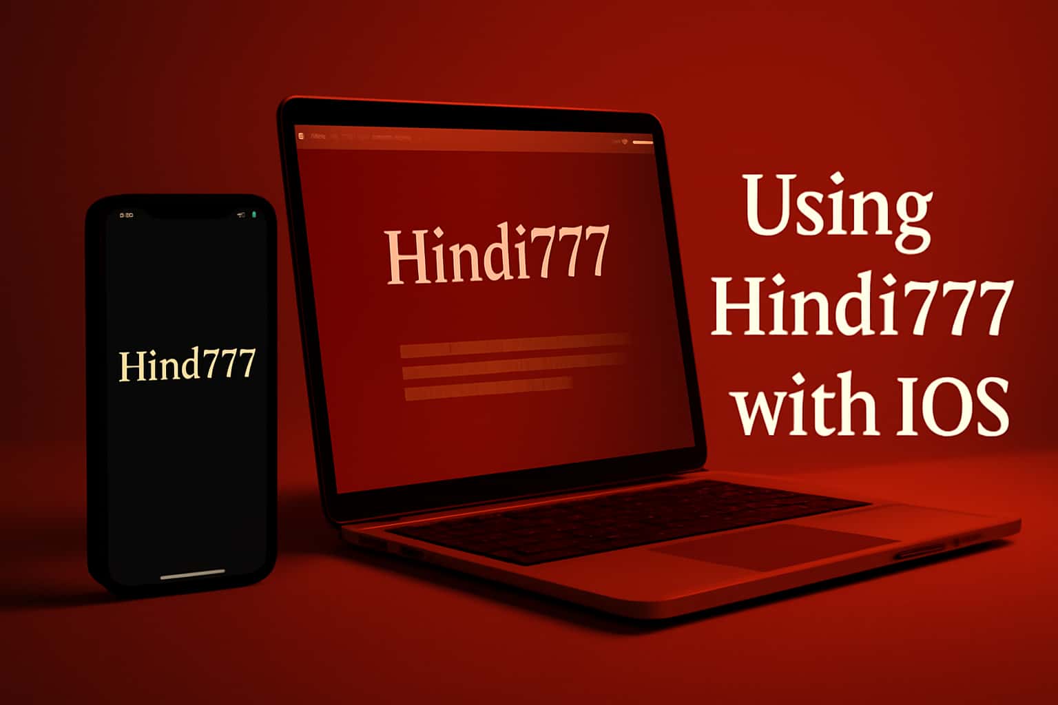 Informational scene depicting the usage of the Hindi777 app on iOS devices.