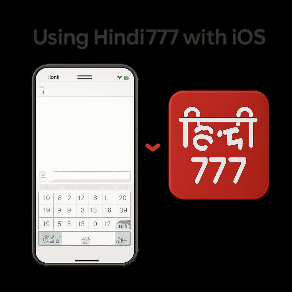 Diagram illustrating key features of using Hindi777 on iOS.